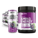 Optimum Nutrition Amino Energy Powder: Uva Concord (65 Serve) con Amino Energy Plus Essential Electrolyes Spumante Bevanda: Uva (12 Canne) - Bundle Pack