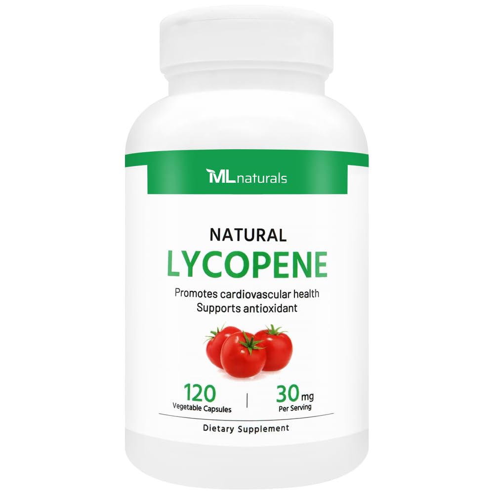 ML Naturals Lycopene 30 mg 120 capsule vegetali. Antiossidante e supporto immunitario, salute cardiovascolare e salute della prostata, NSF-Certified & cGMP-Compliant, laboratorio di terze parti testato