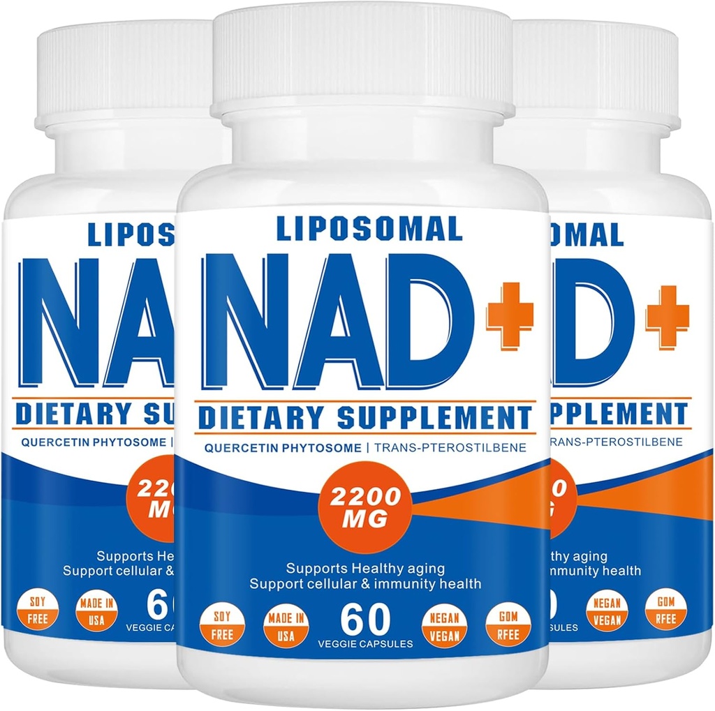 2200 mg Liposomal NAD+ Supplemento,ND Supplemento per l'energia cellulare, Aging Defese,180 capsule