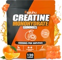 Creatina Monoidrato Gummies per Uomini e Donne, 4g di Creatina Monoidrato per Servente per Massima Potenza, Performance, Zucchero Libero, Vegan, Pre-allenamento Supplemento (120 Conteggio)-Orange