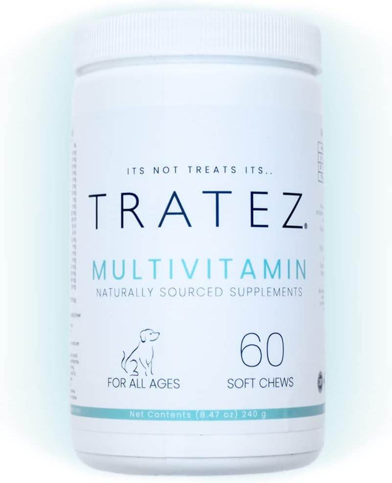 Integratore multivitaminico per cani, 60 Soft Chews con 25 vitamine e nutrienti essenziali, Formula avanzata per il supporto Premium di pelle e cappotto, Hip e mobilità congiunta e una migliore digestione