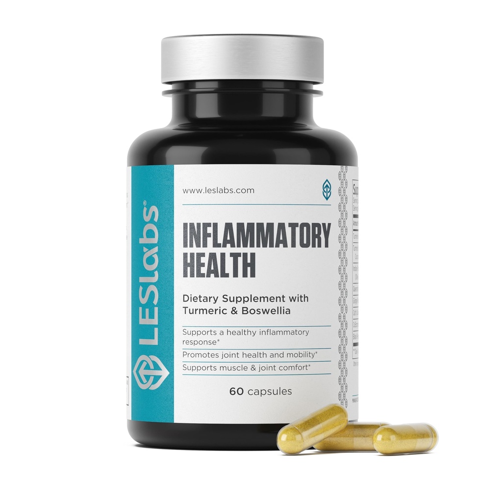 LES Labs Inflammatory Health – Supporto congiunto, Funzione muscolare & Relax, Mobilità– Turmerico, Boswellia, Quercetin, Ginger & CoQ10 – Supplemento non OGM – 60 capsule