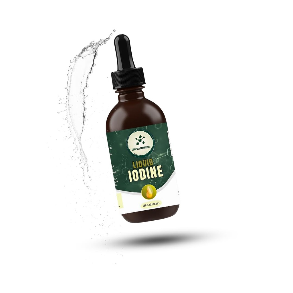 Compass Laboratory Iodine Liquid Drops | Liquido Clear & Colorless | 50ml - 250mcg/Serving | Integratore alimentare ad alta purezza