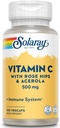 Solaray C w/Rose HIPS & Acerola Two-Stage, Timed-Release, Veg Cap (Btl-Plastic) 500mg | 100 Count | Confezione da 2
