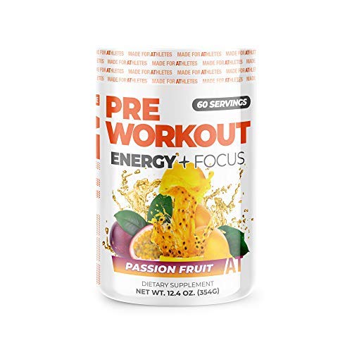 Tempo Pre Workout Energy + Focus, Frutta Passione | 60mg Caffeina da tè verde, Sapori naturali, Nessun Jitters o Crashes, No Stim, Gluten Free, Sugar Free, 60 Servings