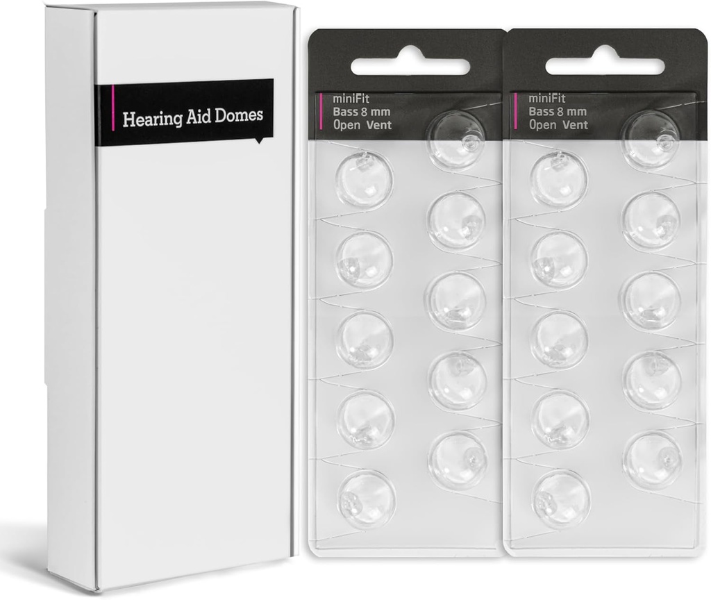 Dom per apparecchi acustici per oticon minifit basso 8mm Open Vent– Sostituzione per auricolari, Silicone Ear Tips & oticon Accessori | Premium Oticon Hearing Aid Supplies for Comfort and Clarity (2PACK)