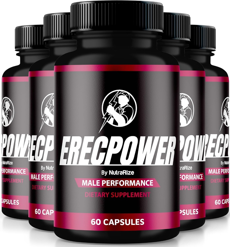(5 Pack) ErecPower per gli uomini, Pillole ErecPower ufficiali, Supplemento maschio naturale all'energia e al supporto del combustibile Salute complessiva, Erec Power for Performance, Review (300 capsule)
