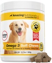 Incredibile Omega 3 per i cani - Omega 3 Fish Oil per i cani Supplemento per la pelle prurito sollievo per la pelle secca e hot Spots e Shedding Coat con acidi grassi EPA e DHA - 90 Salmon Soft Chews