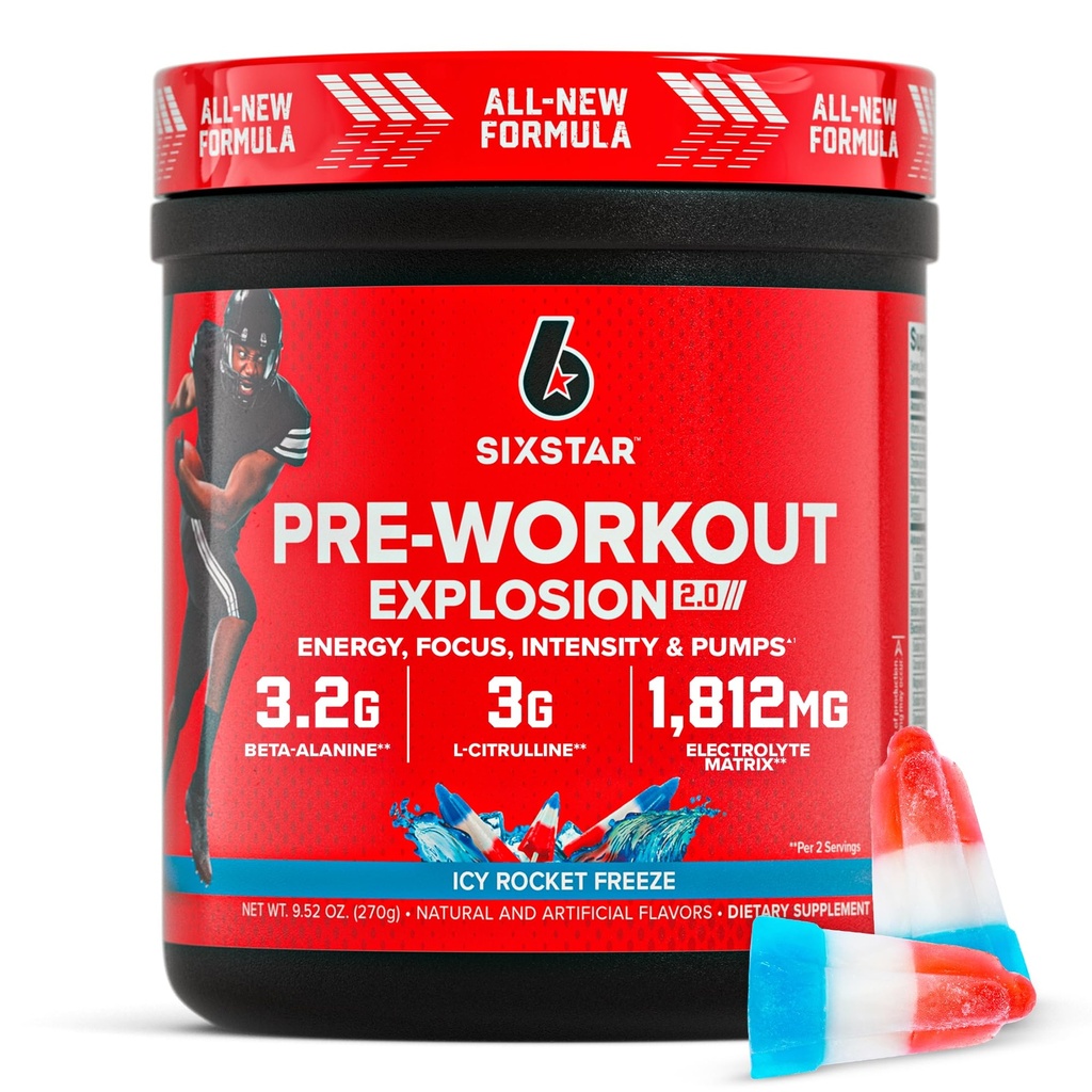 Six Star Pre-Workout Polvere per uomini e donne, ICY Rocket Freeze (30 Serve) - Preworkout Explosion 2.0 Energy Powder Drink Mix with Beta-Alanine & Caffeine - Prodotti per l'alimentazione sportiva