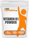 BulkSupplements.com Vitamin K1 Polvere - Vitamina K1 Supplemento per Bone e Heart Health Support - Gluten Free, 10mg per Serving, 500g (1.1 lbs) (Pack of 1)