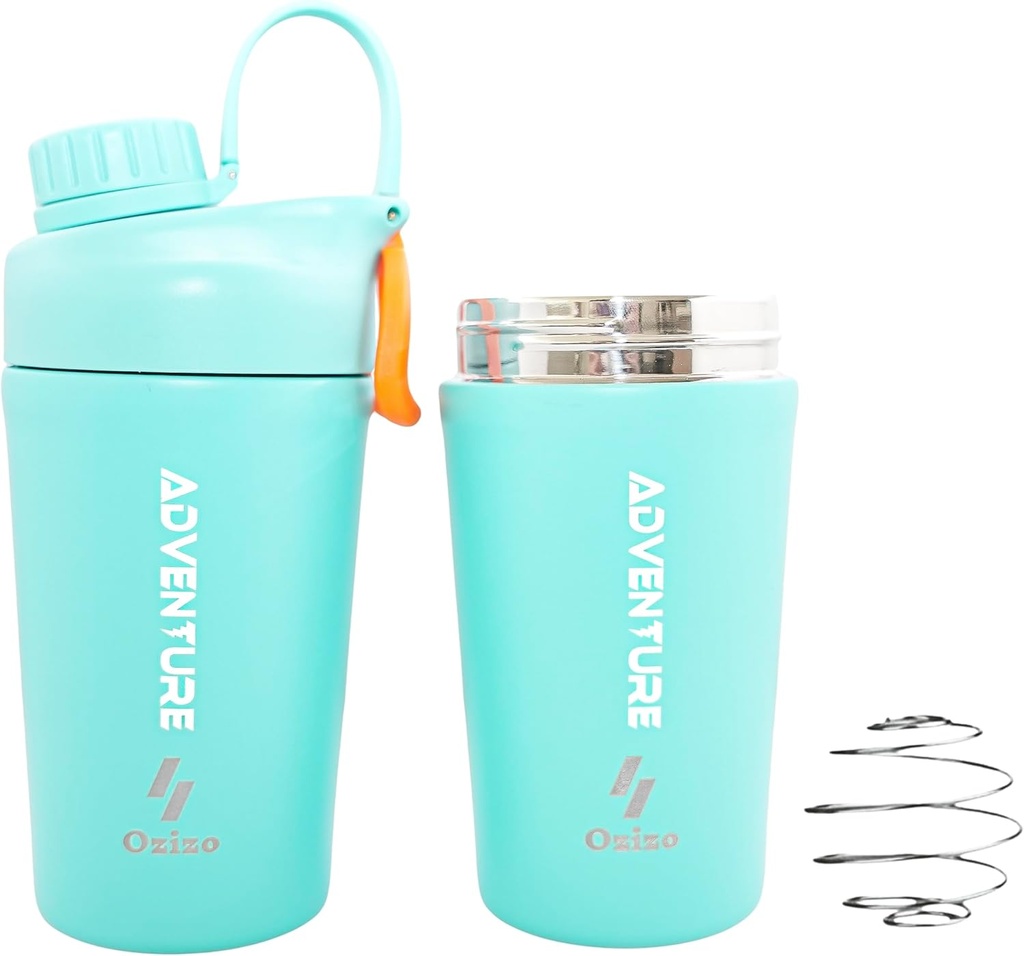 Ozizo Protein Mixing Cup per miscele di proteine, 20 Ounces in acciaio inossidabile Protein Shaker Bottiglia, Isolato, Proof Leak, Odor Resistant, Piccolo Miscelatore di Palestra per Uomini, Donne, Ragazzi, Ragazze, Bevande calde e fredde