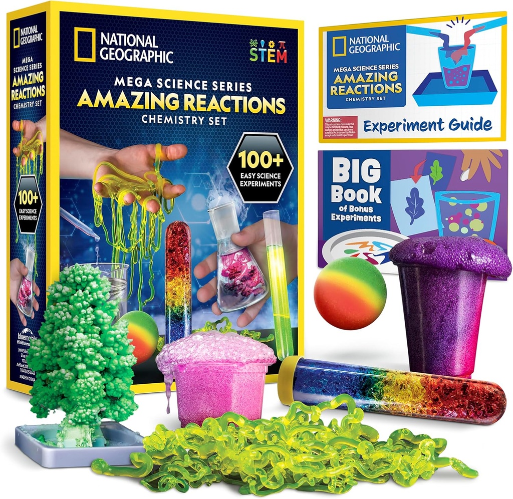 National Geographic Amazing Chemistry Set - Kit di Chimica con 45 Esperimenti di Scienza Compresi Crystal Growing and Reactions, Kit di Scienza per Bambini, STEM Gift per Ragazzi e Ragazze (esclusiva)