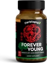 Per sempre Young Longevity Supplemento per Immunity, Anti Gray Hair, Telomere allungamento & Happy Mood w/Ginseng, Astragalus, Lions Mane, Reishi Mushroom, Codonopsis | Organic - 60 Caps