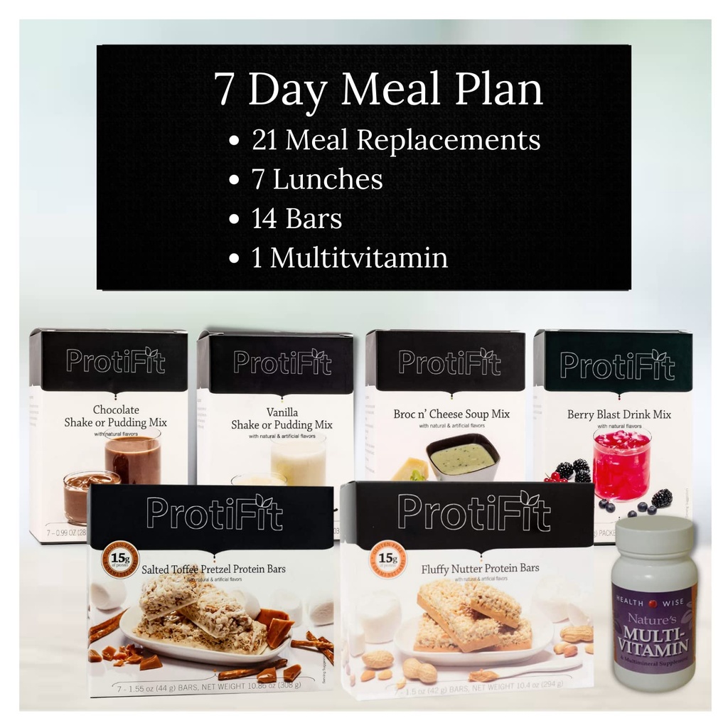 PROTIFIT - Kit di avviamento del piano di farina di proteine, integratori proteici 15g &amp; Snacks, Multivitaminico di 30 giorni, Proteine ideali Compatibili (7 Kit di giorno)