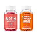 Biotin & Turmeric Vegan Gummies Combo | Crescita dei capelli di massima resistenza, Salute della pelle e benessere generale | 10000mcg Biotina & 95% Curcumina curcuma curcumina currica standardizzata | Naturale, Non OGM e Gluten-Free Supplement