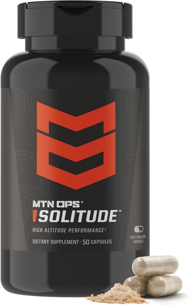 MTN OPS Solitude High-Altitude Performance, Complesso Adaptogenic - Reishi Mushroom & Milk Thistle, Altitude Complex - Golden Root, Schisandra e Grapeseed Extracts, 25 Serve, capsule vegetali