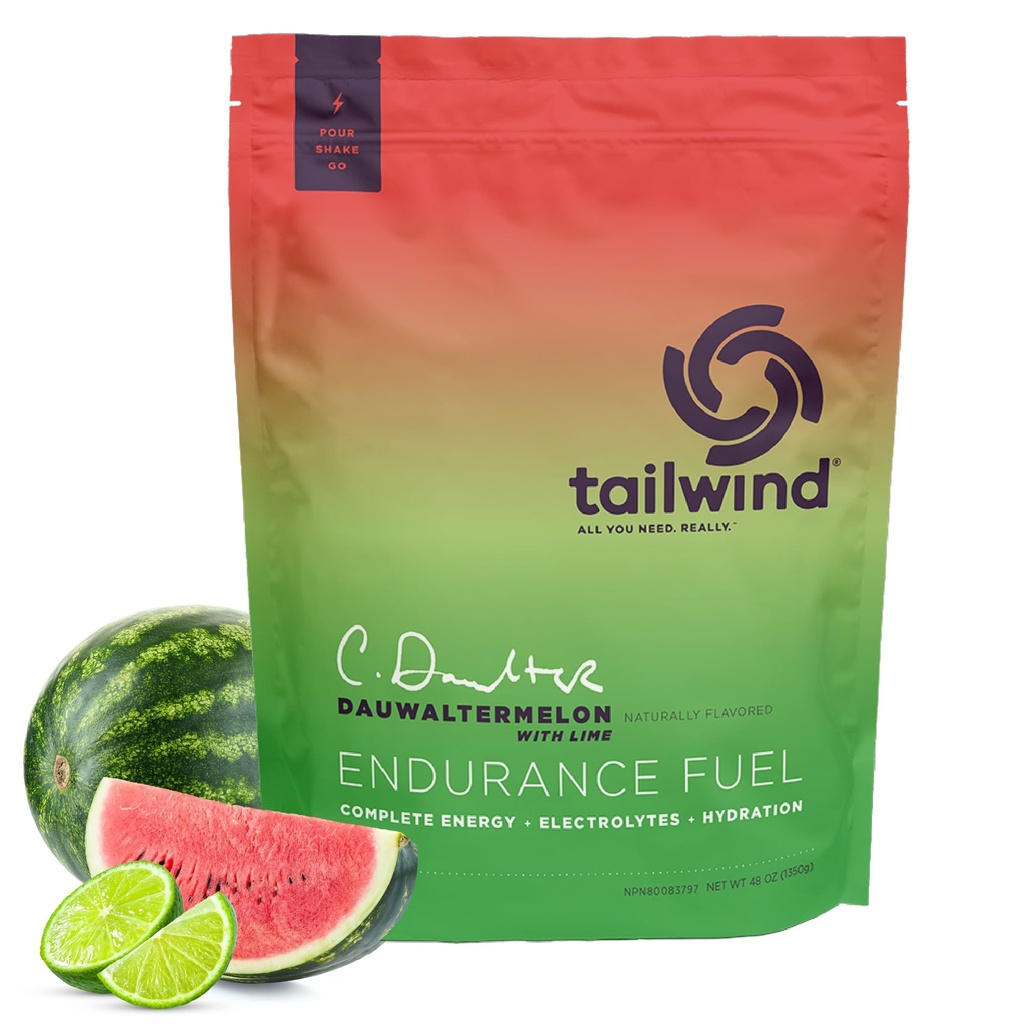 Tailwind Nutrition Endurance Fuel, Carbohydrate & Electrolyte Sports Drink Mix Powder, Gluten-Free, Vegan, Dauwaltermelon, 50 Serve