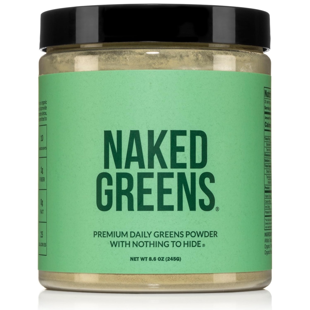 NAKED Super Greens Powder Organic Greens Supplement - Solo 10 ingredienti Premium - Vegan, Non OGM, Prebiotici e Probiotici - 35 Serve