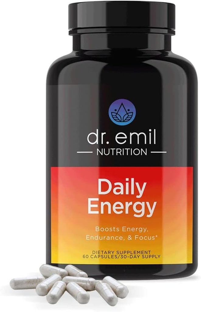 DR. EMIL NUTRITION Supplemento di energia giornaliera - Pillole di energia senza zucchero con 160 mg di caffeina per la dieta - Booster di energia e supplemento di messa a fuoco con estratto di Guarana, L-Taurine & L-teanina