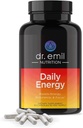 DR. EMIL NUTRITION Supplemento di energia giornaliera - Pillole di energia senza zucchero con 160 mg di caffeina per la dieta - Booster di energia e supplemento di messa a fuoco con estratto di Guarana, L-Taurine & L-teanina