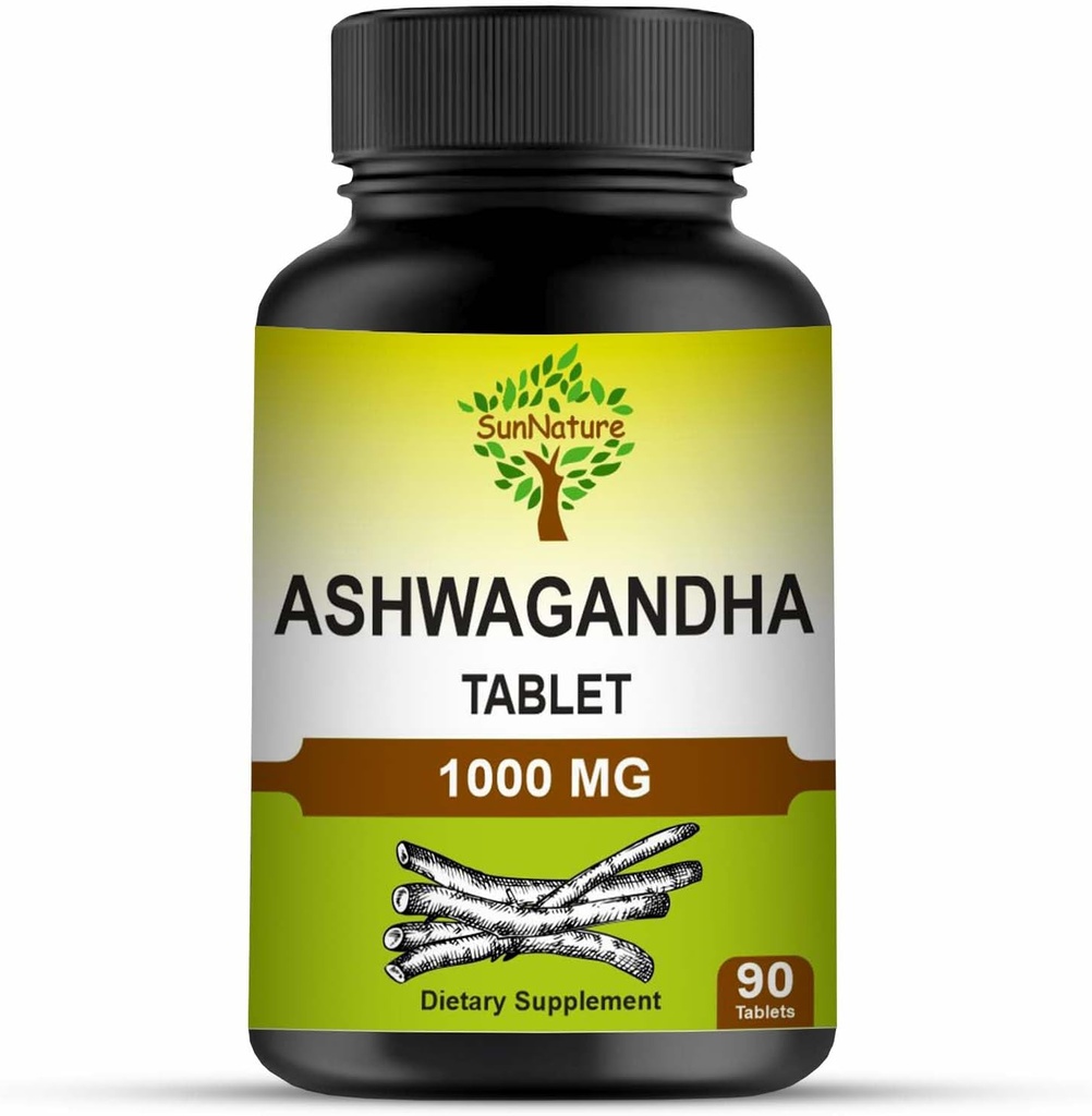 Ashwagandha Tablets, 1000mg | 100% Natural Ashwagandha & Withanolide | Stress Relief Rejuvenates Mind & Body Migliora la resistenza e l'energia per gli uomini e le donne.