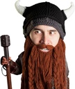 Cuscinetto testa vichingo pillager - originale a mano in maglia vichingo corno casco e rimovibile intrecciato marrone / nero Beard
