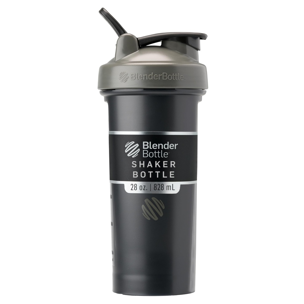 BlenderBottle Classic V2 Shaker Bottiglia perfetta per scuotere proteiche e pre allenamento, 28 once, grigio/nero, ombra nera