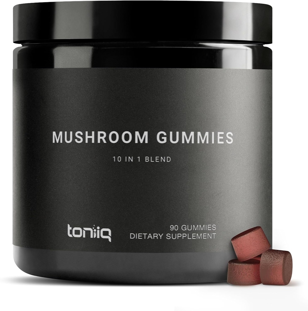 Mushroom Gummies - Ultra High Potency 10:1 Extract with Lion’s Mane, Chaga & Reishi - Potente miscela di 10-Mushroom - Laboratorio di terze parti testato - 90 Gummies