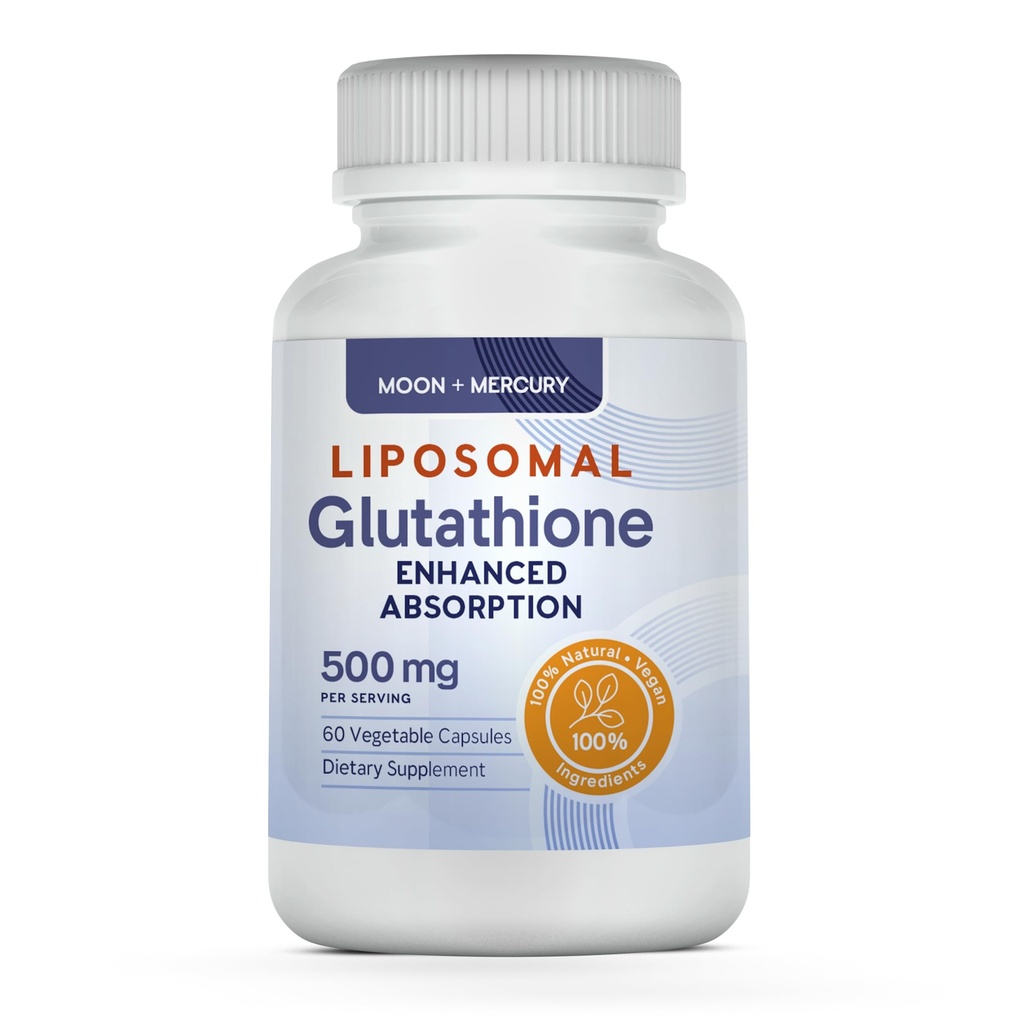 Liposomal Glutathione Non-GMO, Gluten Free 500mg Supplemento - Può fornire supporto immunitario, fegato Detox, salute del cervello e salute del cuore - 60 capsule di Glutathione
