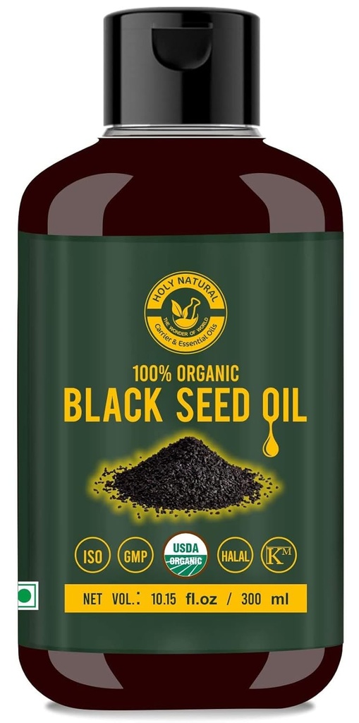 Olio di semi di seta nera/Nigella Sativa/Kalonji (10.15 fl oz), vergine a freddo, puro e naturale, nessun OGM, olio di semi neri non trattati – Fonte di Thymoquinone & Omega 3,6 & 9