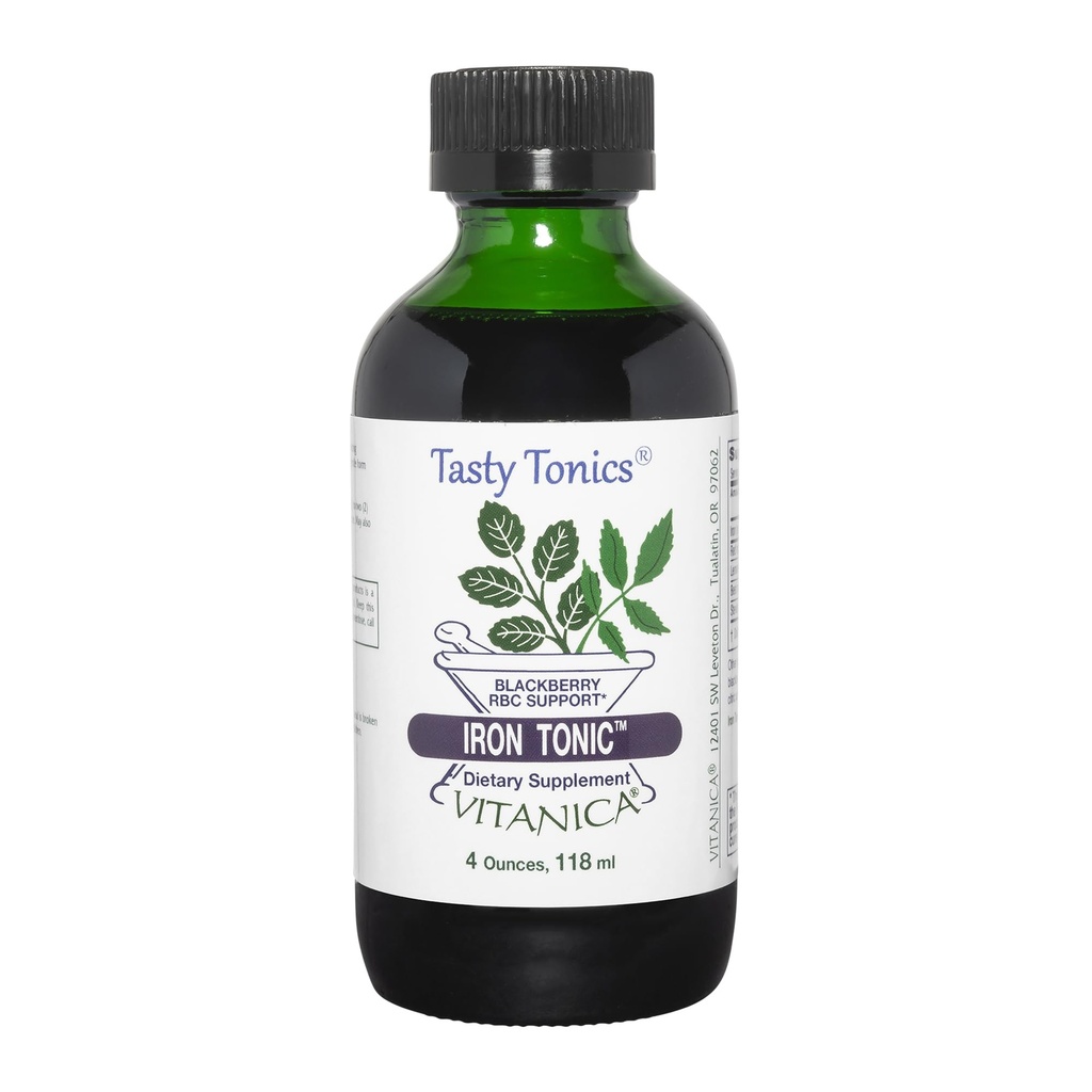 Vitanica Iron Tonic, Liquid Iron Supplement, Red Blood Cell Support, Vegan, 4 once
