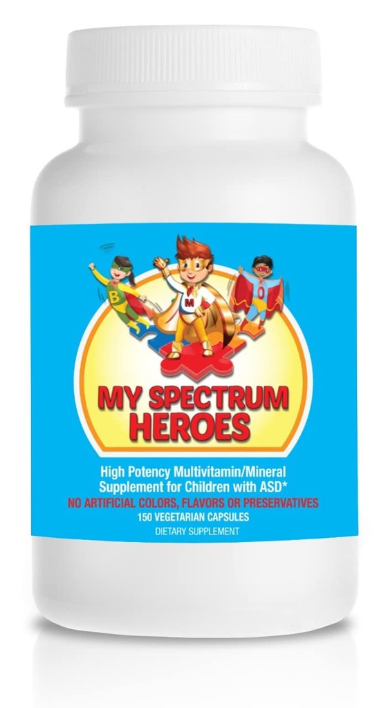 Il mio Spettro Eroi Multivitamina Supplemento per bambini - Acetyl-l-carnitina, Choline, Coenzyme Q10, Inositol, MSM, MTHF, NAC per l'aiuto alimentare giornaliero e la salute cognitiva (150 capsule)
