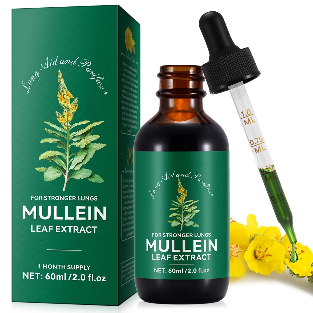 Gocce di Mullein, Estratto di foglie di Mullein per polmoni, gocce di foglie di Mulleins per la pulizia del polmone e Phlegm, estratto di Mulleins potente per polmoni più forti (1)