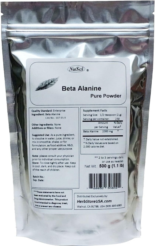 Pure Beta Alanine Powder per Endurance (500 Grammi (1.1 lb))