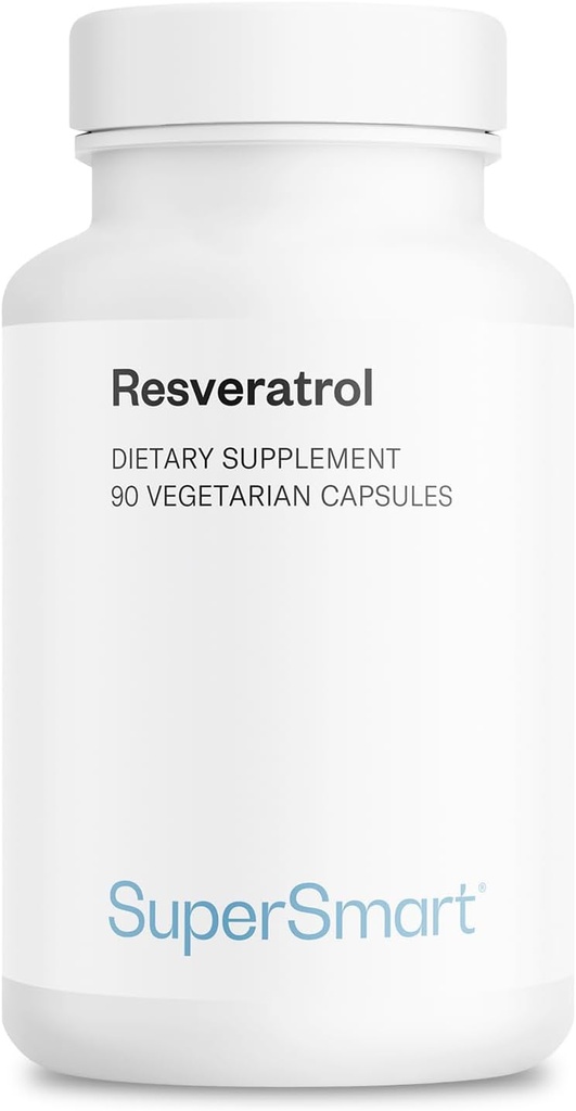 Supersmart - Resveratrolo 40mg al giorno (ben tollerato) - Estratto di Uva Rossa Organica - Supplemento di Resveratrolo ad alta potenza | Non-OGM & Gluten Free - 90 Capsule Vegetariani