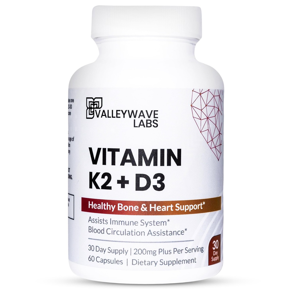 Vitamina D3 K2 Capsule - 2-in-1 Vitamina K2 MK7 100 mcg + VIT D3 5000 IU (125 mcg) Integratore alimentare per il supporto di ossa, denti, muscolo e assistenza sanitaria immunitaria*, 60 Conte