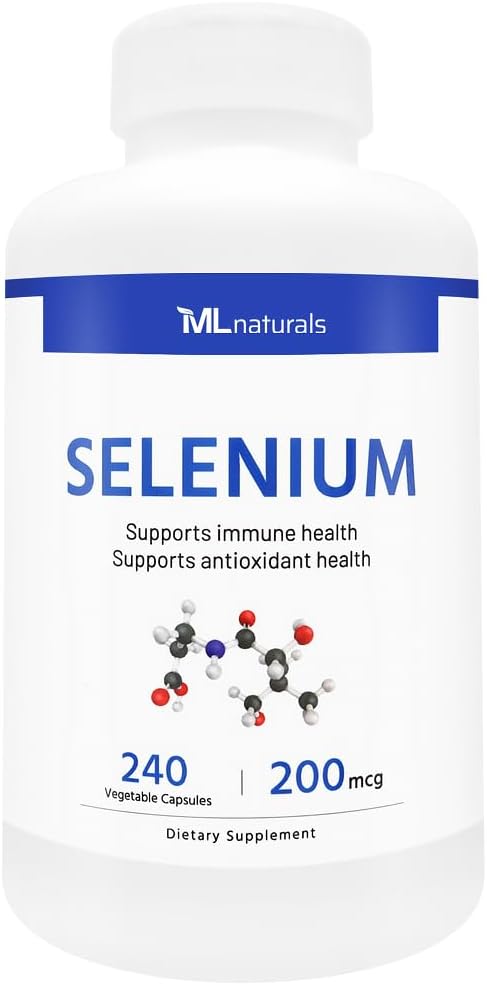 ML Naturals Selenium 200mcg 240 capsule vegetali. Supporta la salute immunitaria, NSF-Certified & cGMP-Compliant