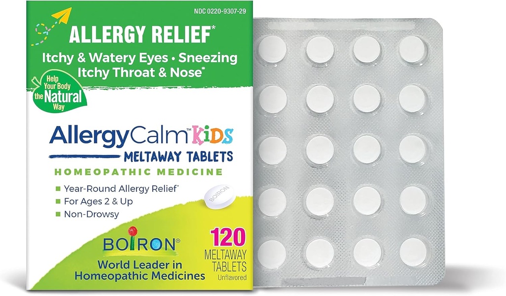Boiron AllergyCalm Kids Tablets per il sollievo da Allergy e Hay Fever Sintomi di starnuti, Runny Nose, e Itchy Eyes or Throat - 120 Count