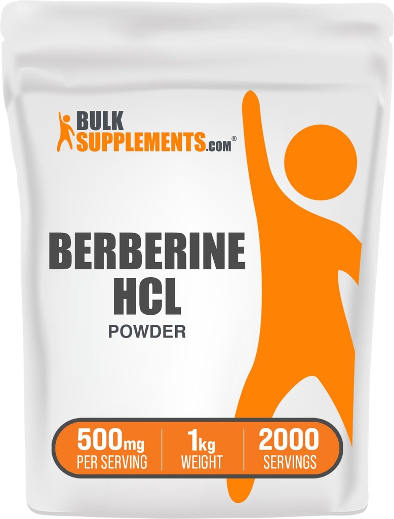 BulkSupplements.com Polvere di HCl della berbina - Supplemento della berbina, Berberina 500mg, Polvere della berbina - senza glutine, 500mg per porzione, 1kg (2.2 lbs) (pacchetto di 1)