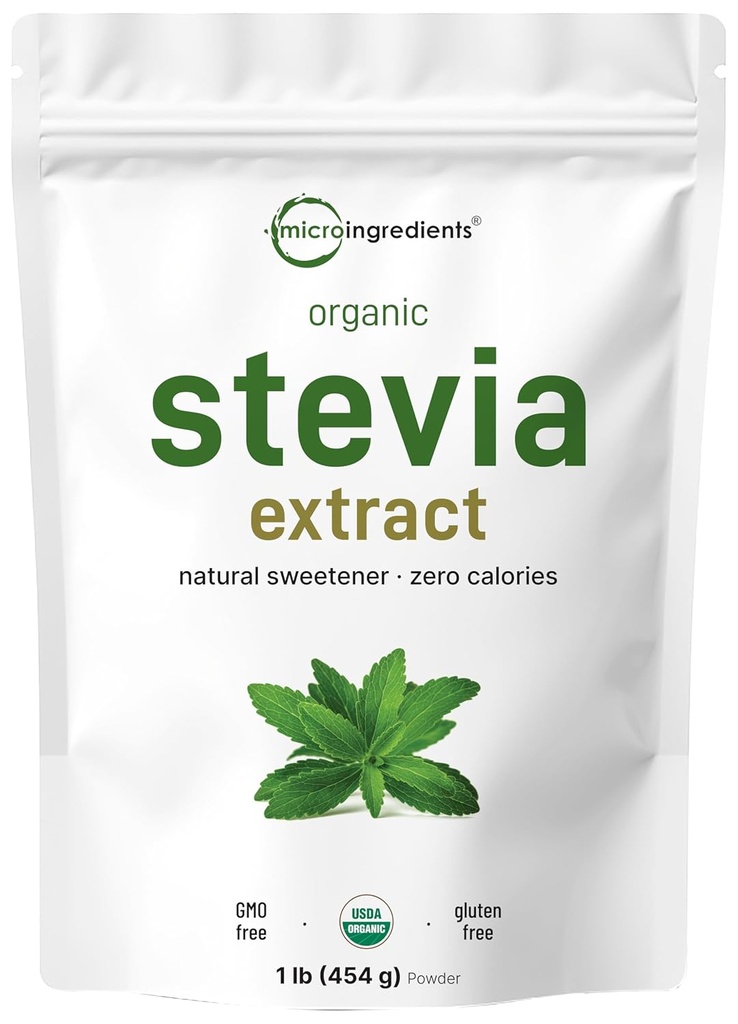 Polvere di Stevia organica pura, 1 Pound (2,837 Servings), più alto grado Stevia Green Leaf Extract Reb-A | Aftertaste Bitter ridotto | 0 Calorie, dolcificante naturale, alternativa allo zucchero, Keto Friendly
