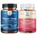 Bundle of Water Away Pills - Fluid Retention Supplement con Dandelion Leaf Extract per Bloating Relief - Capsule per Leg & Feet Swelling e Multivitamin Gummies per Adulti Energia e Immunità