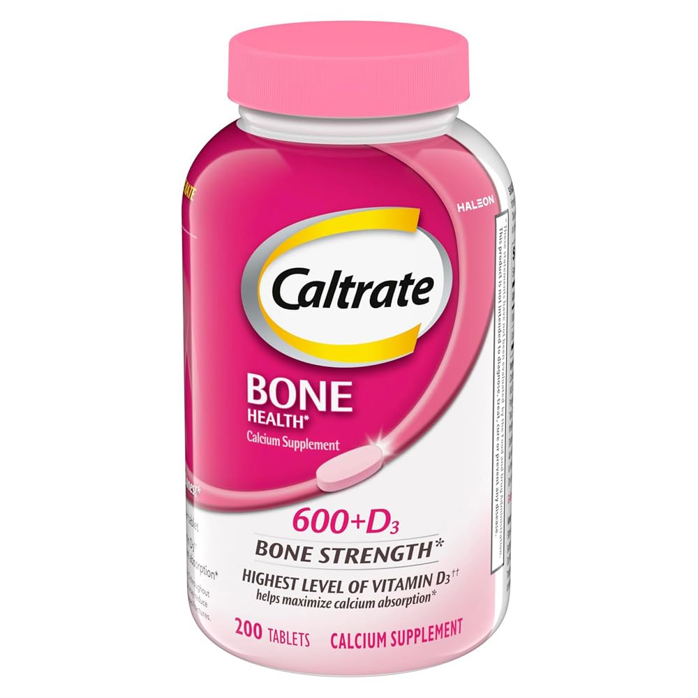 Caltrate 600 Plus D3 Calcium e Vitamina D Supplemento compresse, Integratori per la salute di ossa per adulti - 200 conte