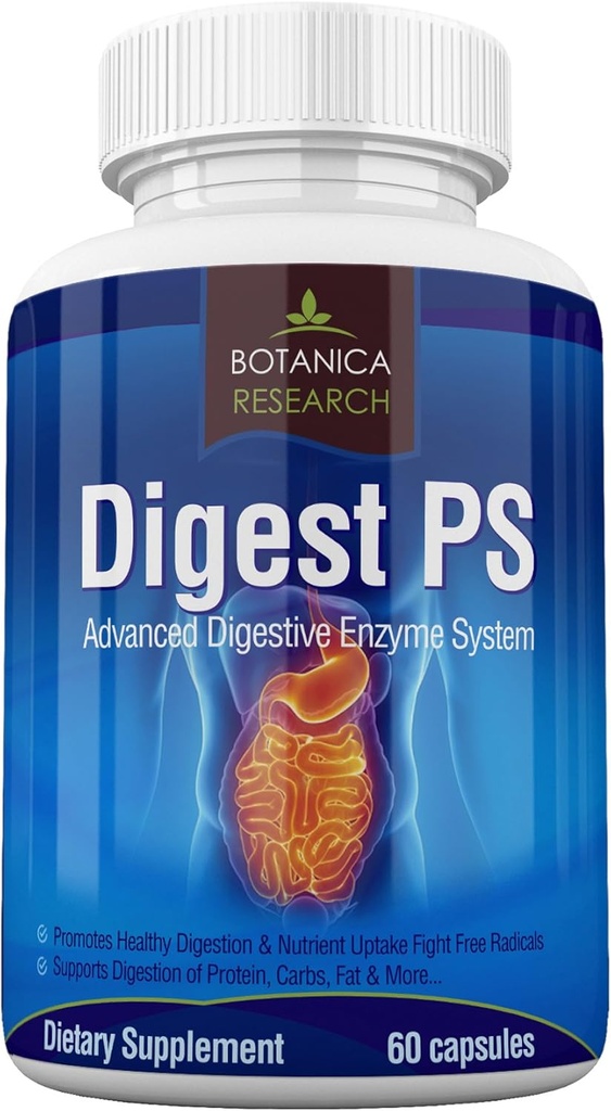 Digest PS: Advanced Digestive Multi Enzymes Support Supplement - Daily Essential Digestion System Cleanse: Bromelain, Lipase, Amylase, Lactase, Protease, Pectinase, Pillole di capsule vegetariane Peptidase