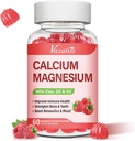Calcio Magnesio Zinco Gummie con Vitamina D3 & K2, Alto assorbimento Magnesio Glycinate Potassio per Immune e Calma Mood, Raspberry Flavor 60 Gummies