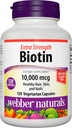 Webber Naturals Biotin 10.000 mcg, Extra Forza, 120 capsule, Capelli sani, Pelle & Unghie, Integratore di vitamina, Vegan