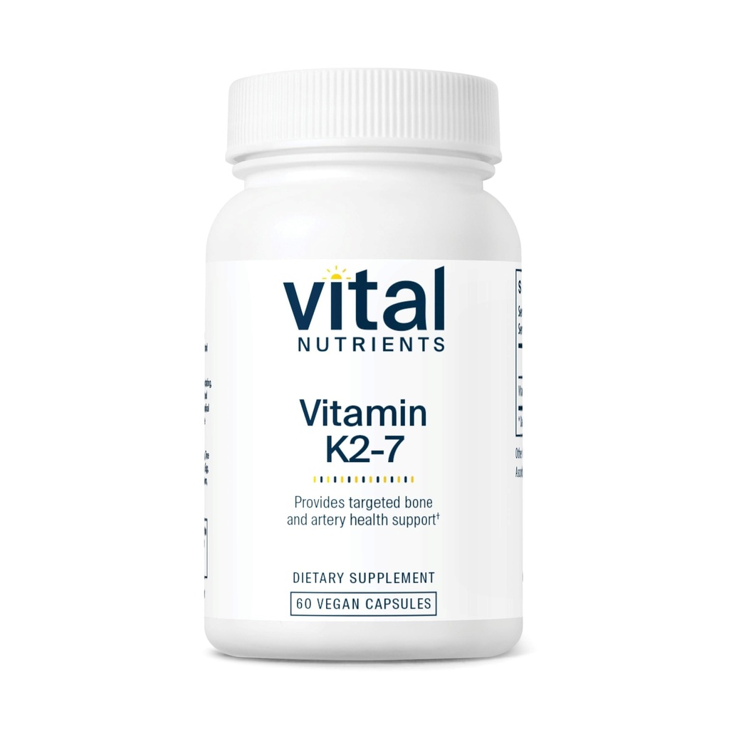 Vitamina K2-7 | Promuove la cardiovascolare, il cuore, la salute di ossa* | Vitamina K2 + MK7 | Integratore di vitamina K Vegan | Glutine, Latticini, Soia Free | Non OGM | 60 capsule