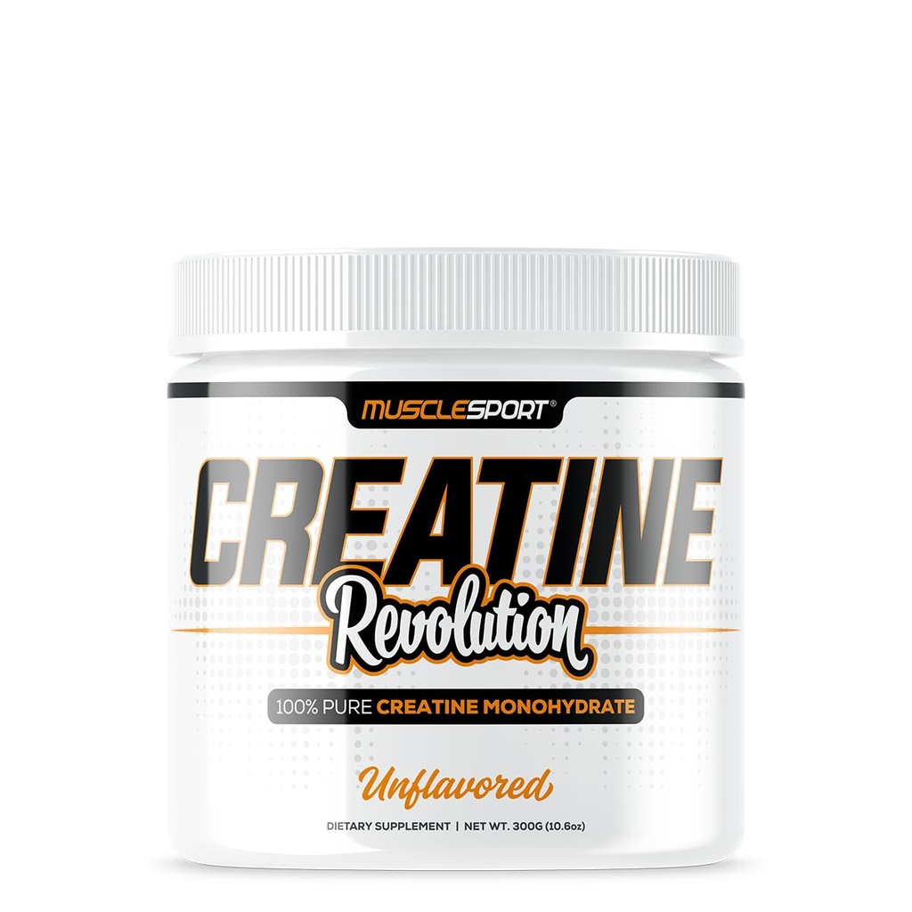 Musclesport Creatina Monoidrato Polvere - Monoidrato di creatina micronizzata - Energia, resistenza e resistenza - 300g, non aromatizzato