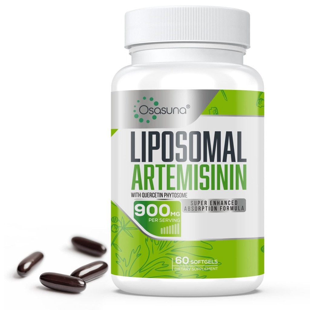 900 mg Artemisina Liposomica per assorbimento massimo, Estratto di legno di Wormwood dolce (Artemisia Annua) con Quercetin Phytosome 200 mg, 60 Softgels - 2 mesi di alimentazione
