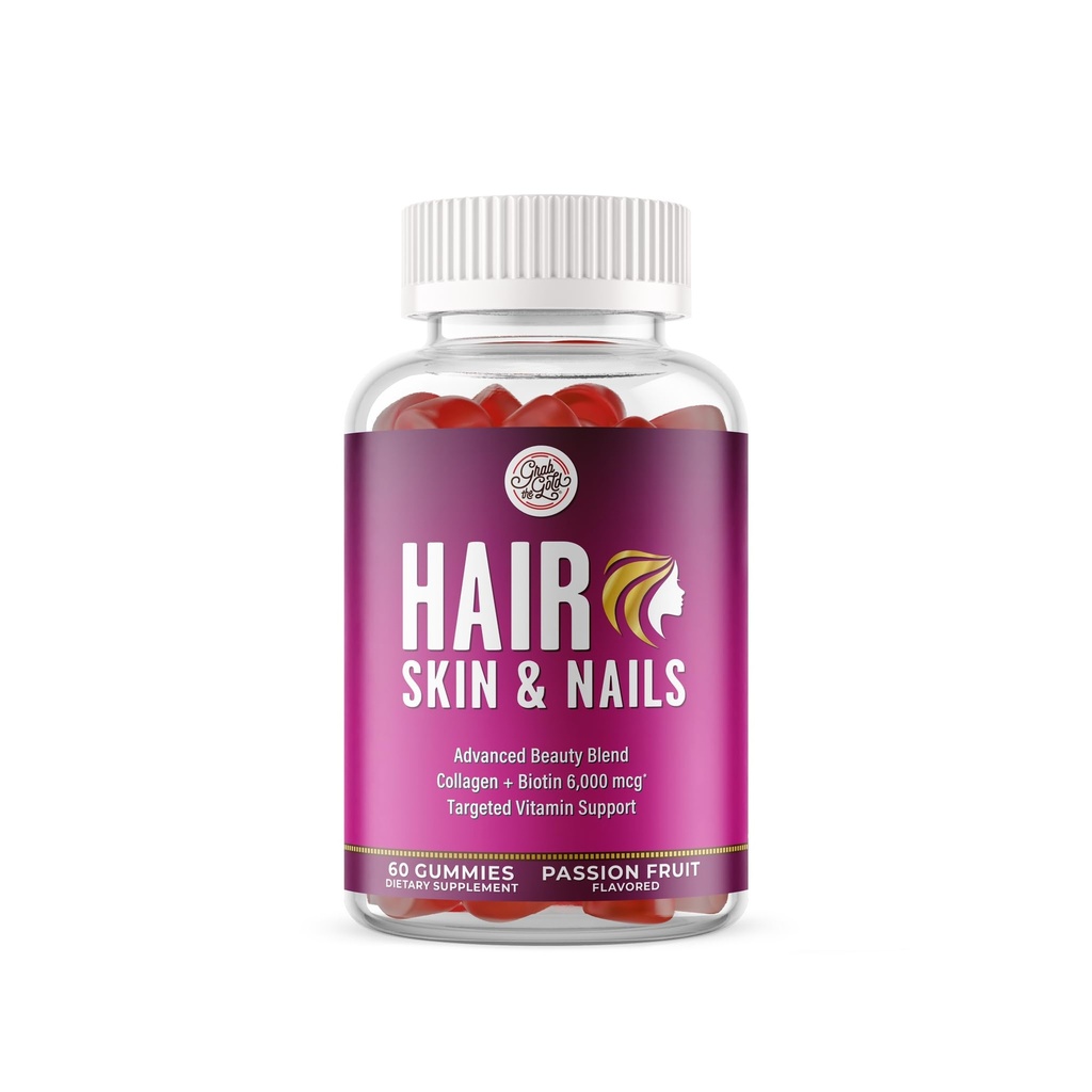 Afferra la pelle dei capelli d'oro e le vitamine per le donne | Gummies con 6000mcg Biotin & Collagen | 10 vitamine e minerali essenziali | senza glutine, non OGM, frutto passione Flavor | 1 mese di alimentazione