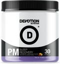 Devozione Nutrizione PM Sleep Recovery | Stevia Sweetened | Migliorare l'energia, Rilassare la mente, Sostenere l'umore, Migliorare il metabolismo | 30 Servings (Raspberry Lemonade)